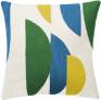 Judy Ross Textiles Hand-Embroidered Chain Stitch Slice Throw Pillow cream/asparagus/sky blue/yellow